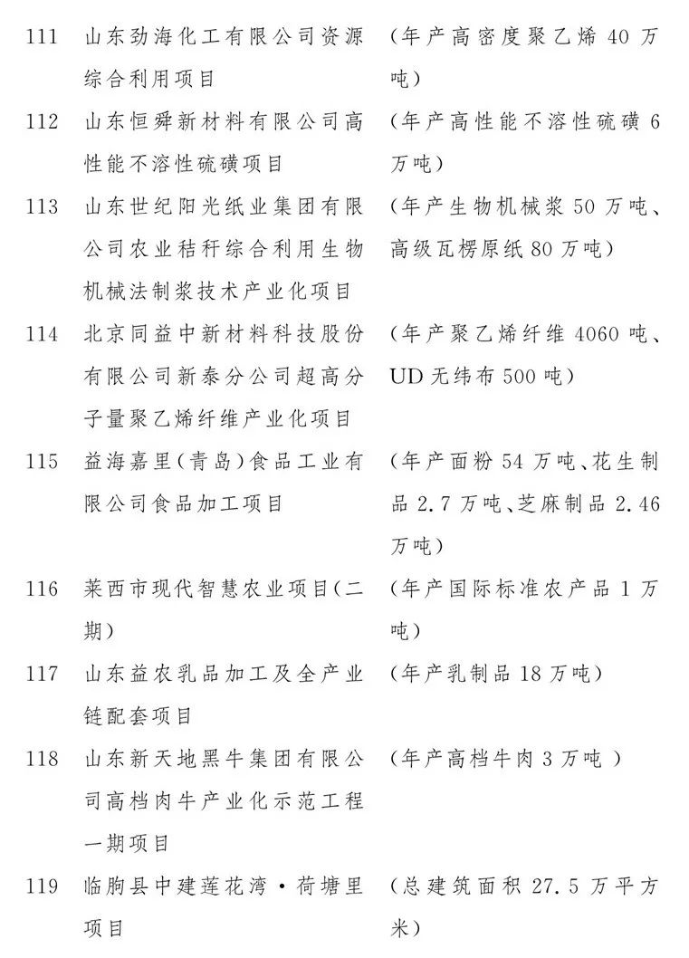 2020山东重大项目名单公布