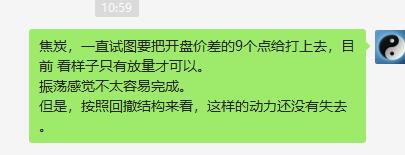 焦炭:精准完成开盘价差的触及