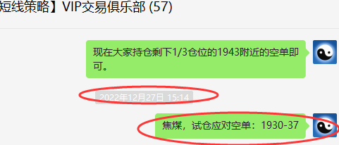 焦煤:VIP精准策略(短波空单)利润跟踪突破110/190点