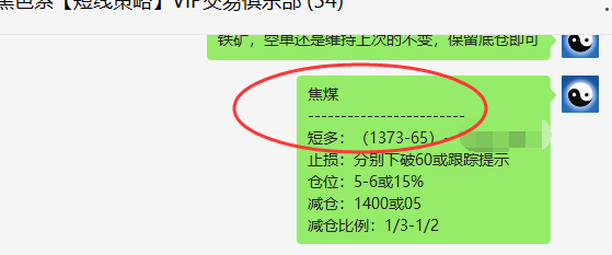 焦煤:VIP精准策略:(日间策略)双向利润突破40点