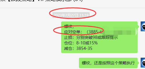 螺纹:VIP精准策略(短线空单)利润超150点目标