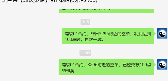 9月3日,螺纹钢:VIP精准策略(短空)完成180点跟踪空间