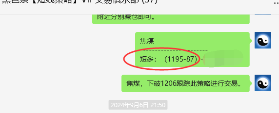 9月9日,焦煤:VIP精准交易策略(日间)多空减平75点