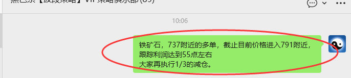 3月10日,铁矿石:VIP精准策略(短多)减仓利润完成54点